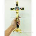 St Benedict Large Standing and Wall Hanging Crucifix with Enamel